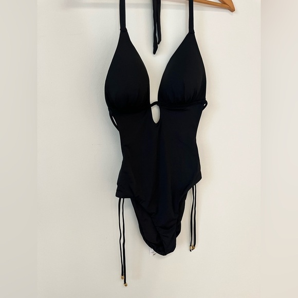 Bar III Women's Size Small Solid Cutout One-Piece Swimsuit Black - Picture 5 of 9